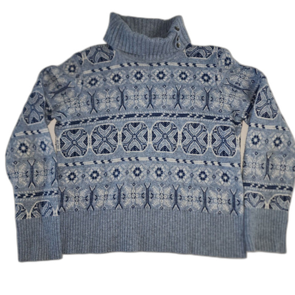 Vintage Liz Claiborne Wool Angora Blend Snowflake Turtleneck Sweater Sz S - Picture 1 of 7